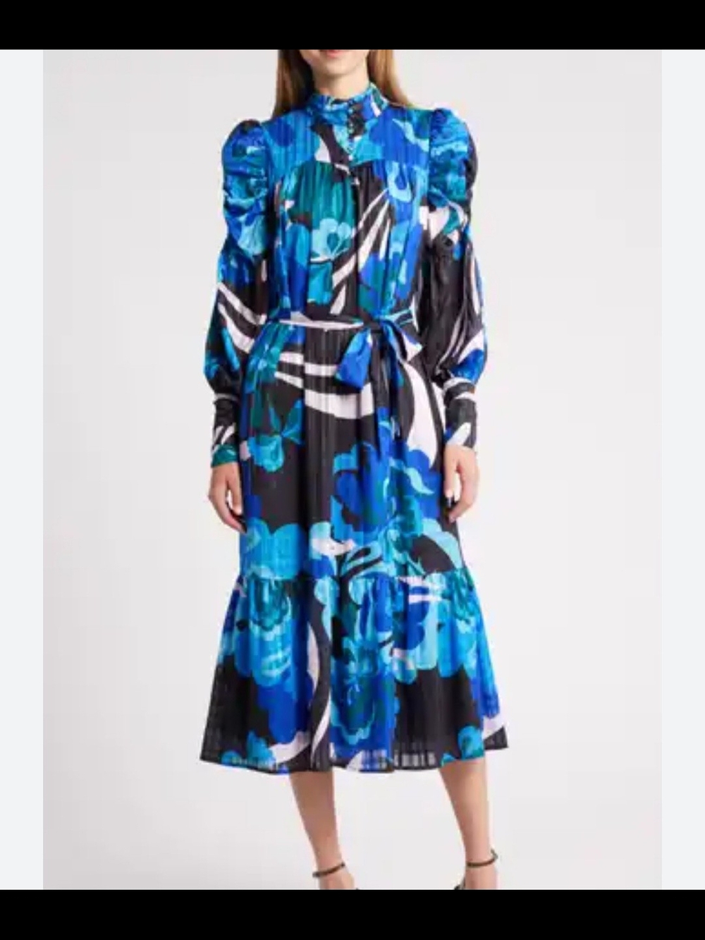 Ciebon Blue Floral Long-Sleeve Midi Dress - Women